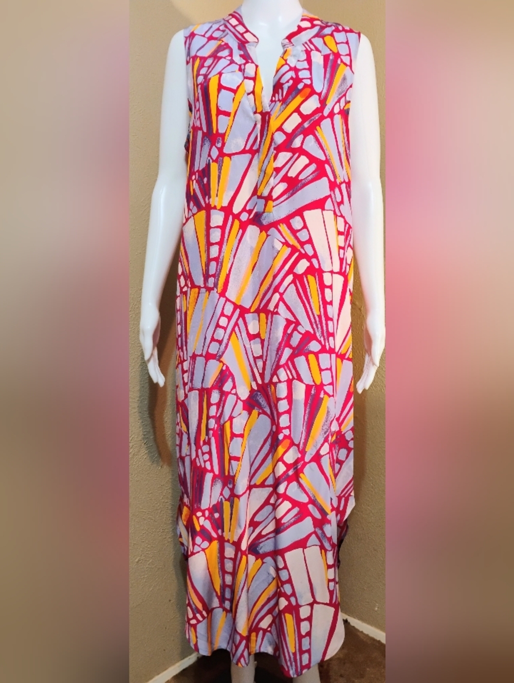 Marie Oliver Colorblock Silk V-neck Midi Dress